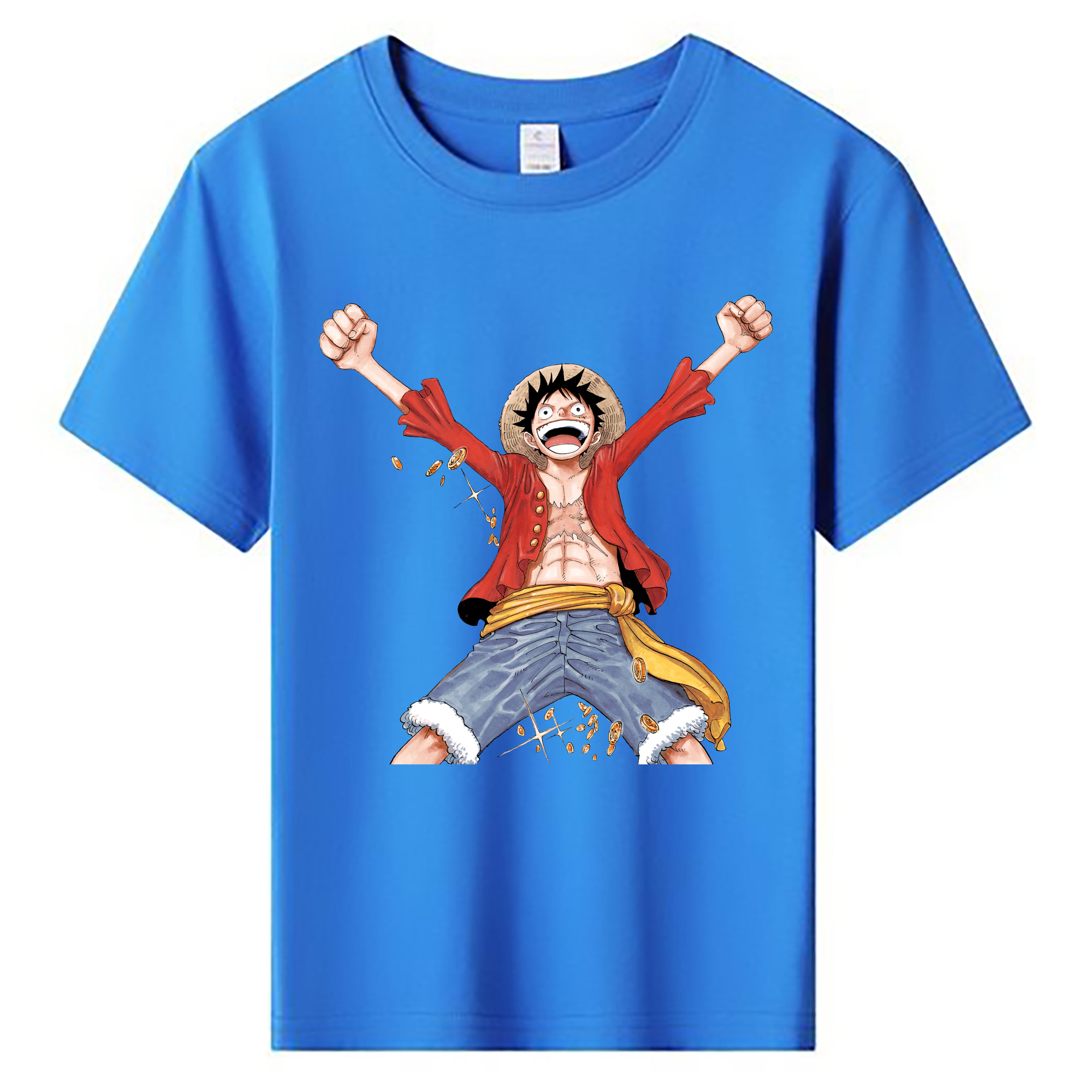 ワンピース モンキー・D・ルフィ ONE PIECE Monkey D. Luffy 綿100％キッズTシャツ（フロントプリント）
